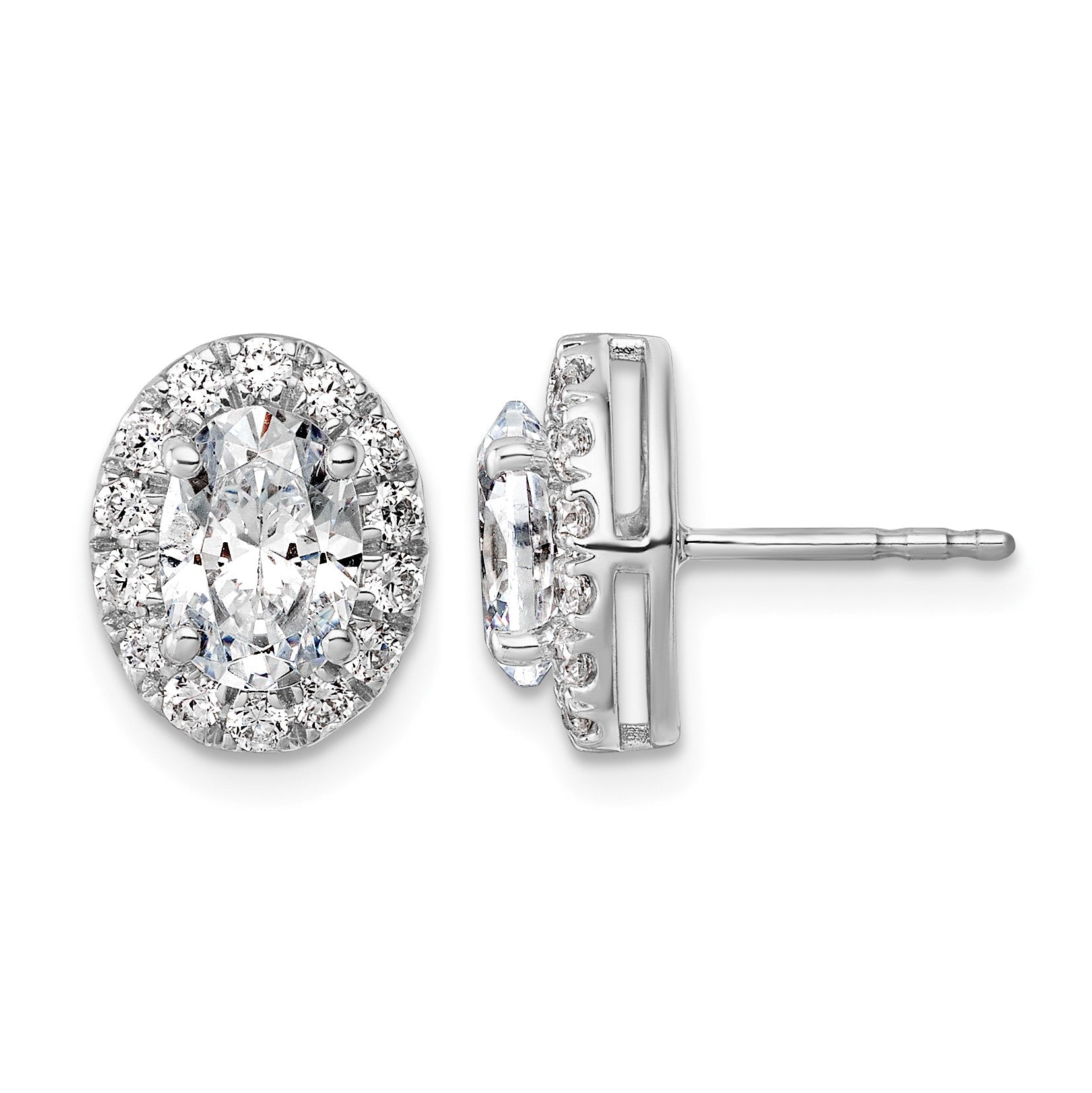 14K Weißgold Ohrringe mit 2,2 ct. Labor gezüchteten Diamanten, VS/SI+, G+, im Oval-Halo-Design