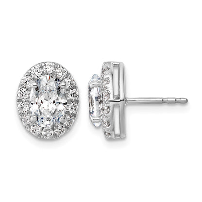 14K Weißgold Ohrringe mit 2,2 ct. Labor gezüchteten Diamanten, VS/SI+, G+, im Oval-Halo-Design