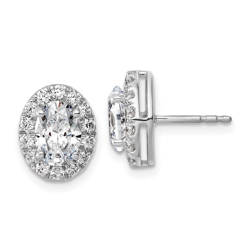 14K Weißgold Ohrringe mit 2,2 ct. Labor gezüchteten Diamanten, VS/SI+, G+, im Oval-Halo-Design