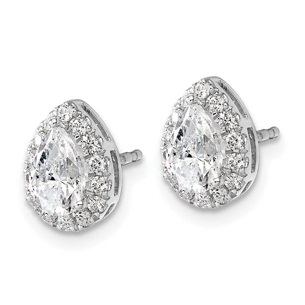 14K Weißgold Ohrringe mit 1,25 ct. Laborgezüchteten Diamanten VS/SI+ G+ im Birnenschliff mit Halo-Fassung