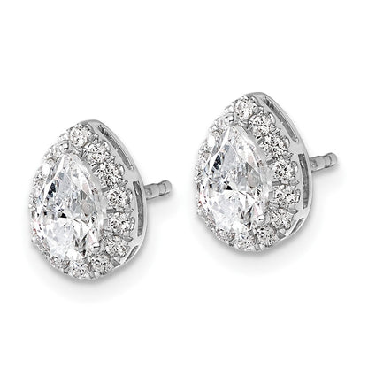 14K Weißgold Ohrringe mit 1,25 ct. Laborgezüchteten Diamanten VS/SI+ G+ im Birnenschliff mit Halo-Fassung