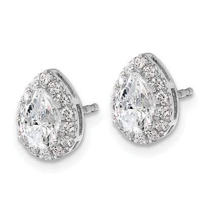 14K Weißgold Ohrringe mit 1,25 ct. Laborgezüchteten Diamanten VS/SI+ G+ im Birnenschliff mit Halo-Fassung