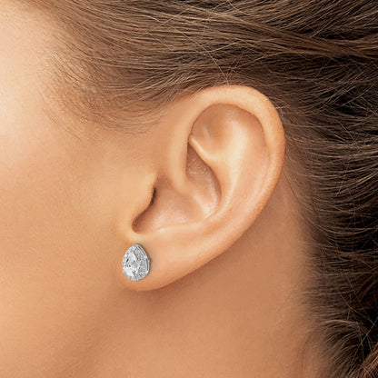 14K Weißgold Ohrringe mit 1,25 ct. Laborgezüchteten Diamanten VS/SI+ G+ im Birnenschliff mit Halo-Fassung