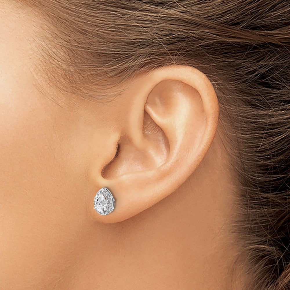 14K Weißgold Ohrringe mit 1,25 ct. Laborgezüchteten Diamanten VS/SI+ G+ im Birnenschliff mit Halo-Fassung