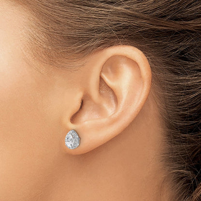 14K Weißgold Ohrringe mit 1,25 ct. Laborgezüchteten Diamanten VS/SI+ G+ im Birnenschliff mit Halo-Fassung