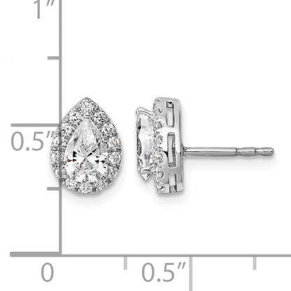 14K Weißgold Ohrringe mit 1,25 ct. Laborgezüchteten Diamanten VS/SI+ G+ im Birnenschliff mit Halo-Fassung
