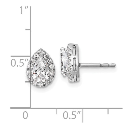 14K Weißgold Ohrringe mit 1,25 ct. Laborgezüchteten Diamanten VS/SI+ G+ im Birnenschliff mit Halo-Fassung