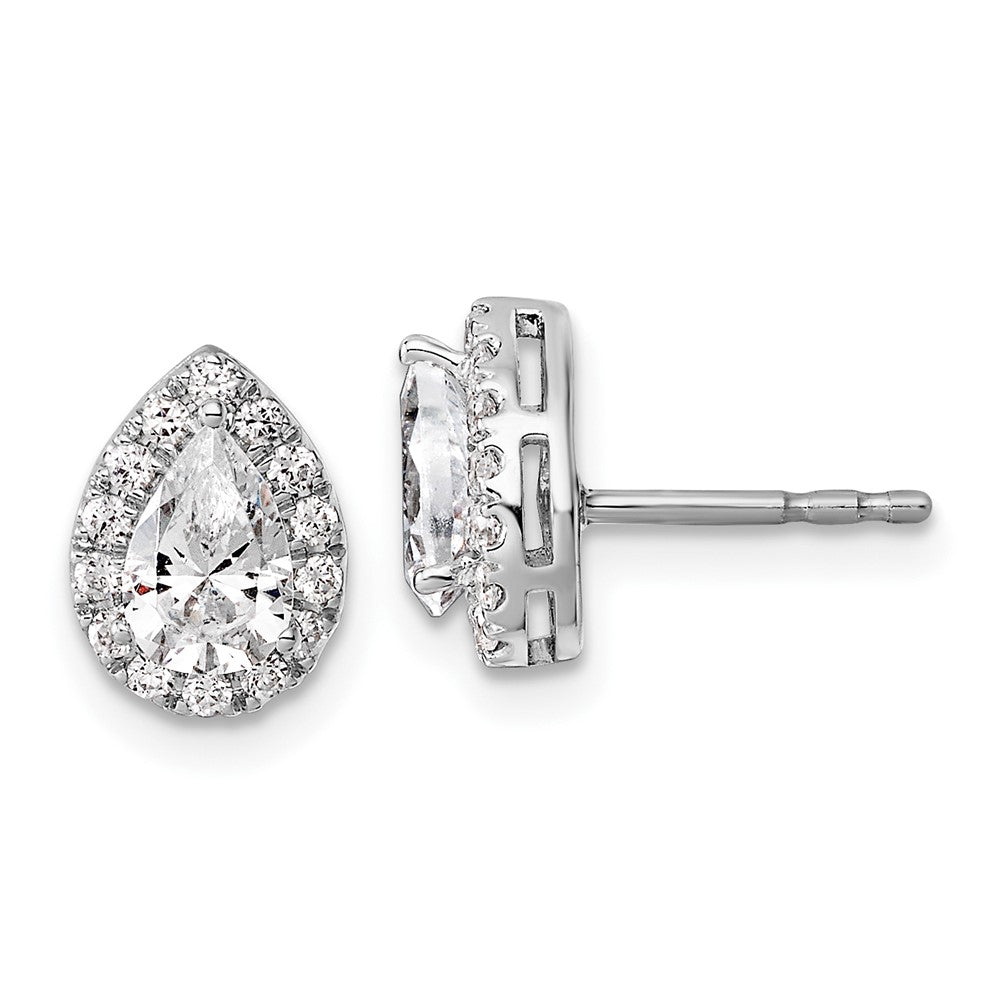 14K Weißgold Ohrringe mit Birnenschliff-Halo, 0,25 ct. im Labor gezüchteten Diamanten, VS/SI+ G+, Semi-Mount