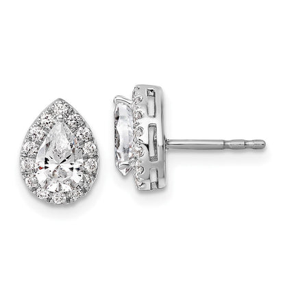 14K Weißgold Ohrringe mit Birnenschliff-Halo, 0,25 ct. im Labor gezüchteten Diamanten, VS/SI+ G+, Semi-Mount
