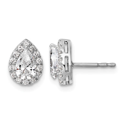 14K Weißgold Ohrringe mit 1,25 ct. Laborgezüchteten Diamanten VS/SI+ G+ im Birnenschliff mit Halo-Fassung