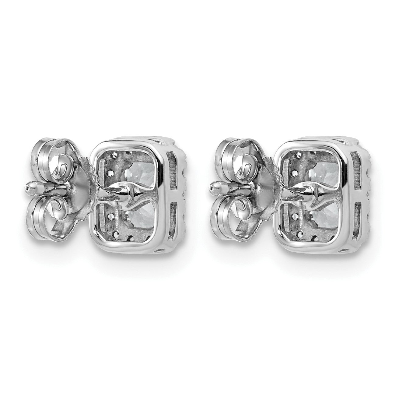 14K Weißgold Ohrstecker mit Labor-Diamanten im Smaragdschliff, Halo-Fassung, 0,625 ct., VS/SI+ G+