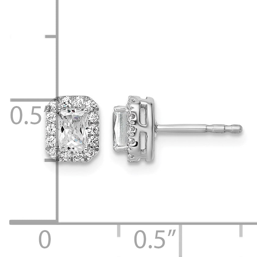14K Weißgold Ohrstecker mit Labor-Diamanten im Smaragdschliff, Halo-Fassung, 0,625 ct., VS/SI+ G+