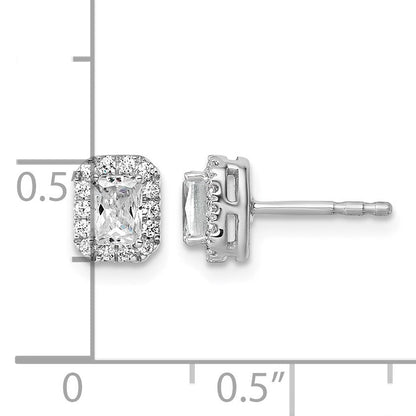 14K Weißgold Ohrstecker mit Labor-Diamanten im Smaragdschliff, Halo-Fassung, 0,625 ct., VS/SI+ G+
