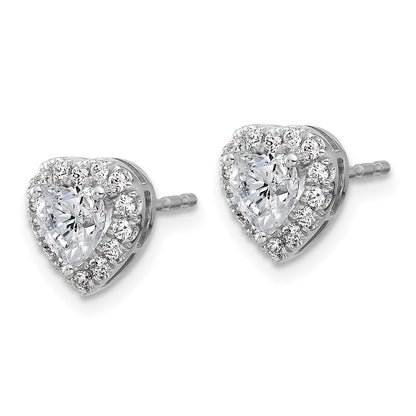 14K Weißgold Ohrstecker mit Halo-Herz-Design, Semi-Mount für 0,5 ct. Mittelstein, 0,25 ct. Labor-Diamanten VS/SI+ G+