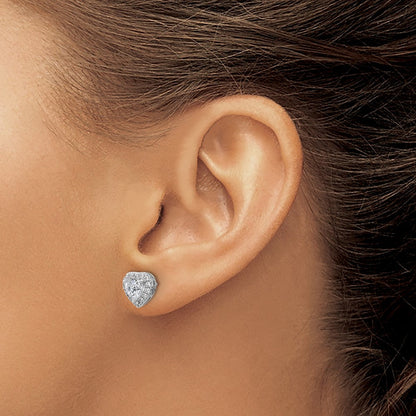 14K Weißgold Ohrstecker mit komplettem Herz-Halo, 1,25 ct. Labor gezüchtete Diamanten, VS/SI+ G+