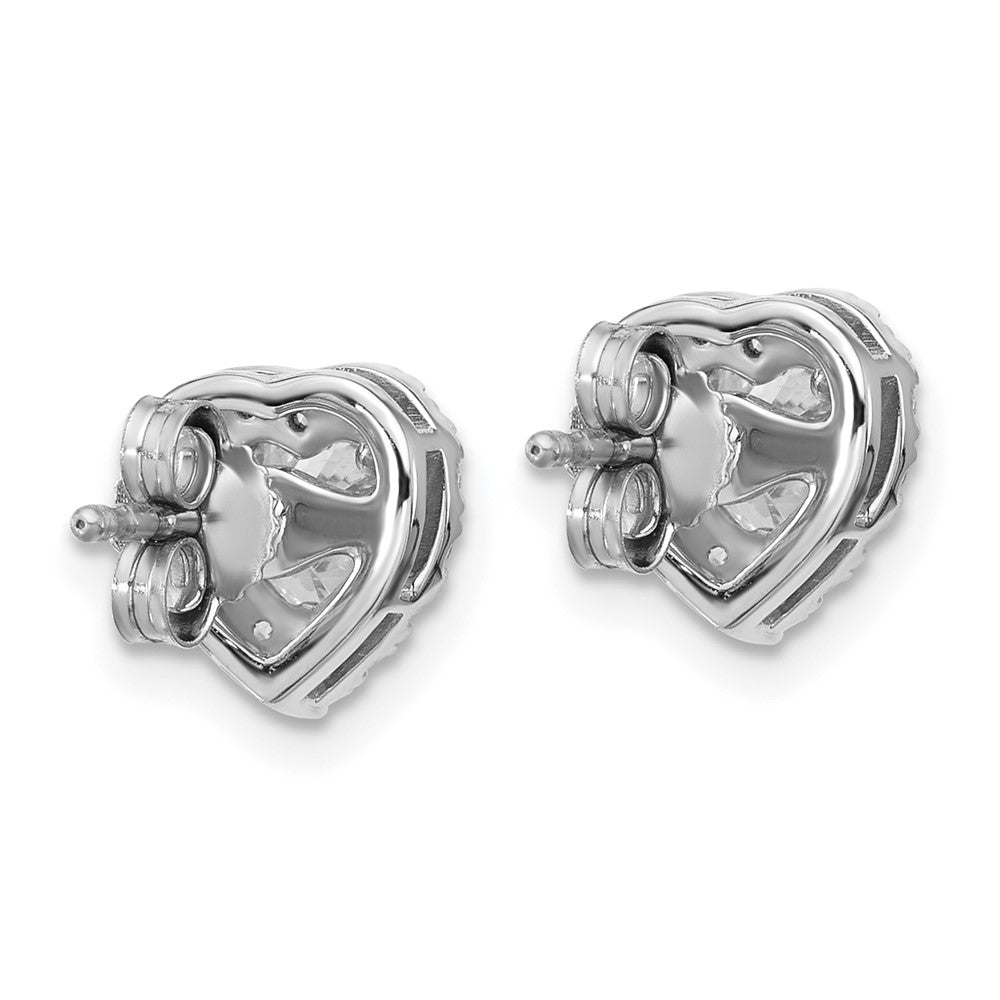 14K Weißgold Ohrstecker mit Halo-Herz-Design, Semi-Mount für 0,5 ct. Mittelstein, 0,25 ct. Labor-Diamanten VS/SI+ G+