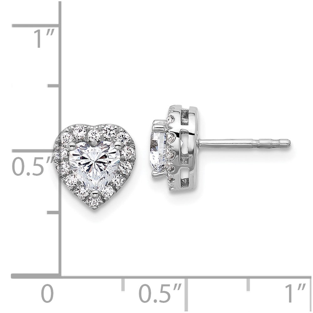 14K Weißgold Ohrstecker mit Halo-Herz-Design, Semi-Mount für 0,5 ct. Mittelstein, 0,25 ct. Labor-Diamanten VS/SI+ G+