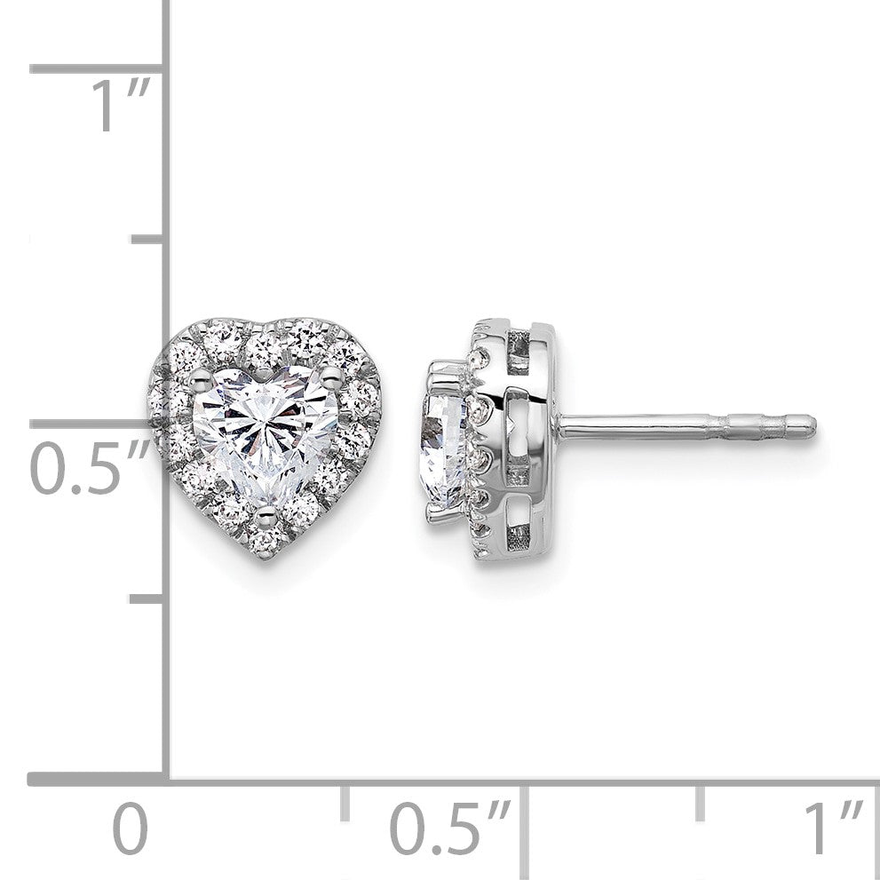 14K Weißgold Ohrstecker mit komplettem Herz-Halo, 1,25 ct. Labor gezüchtete Diamanten, VS/SI+ G+