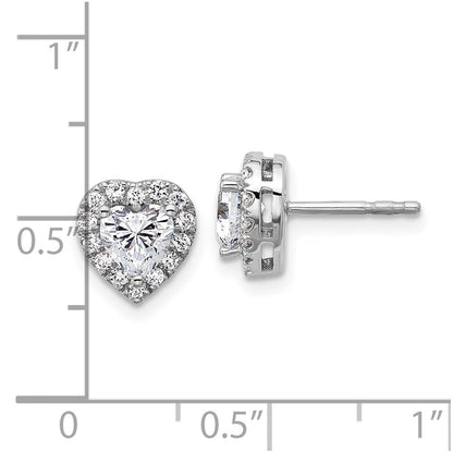 14K Weißgold Ohrstecker mit komplettem Herz-Halo, 1,25 ct. Labor gezüchtete Diamanten, VS/SI+ G+