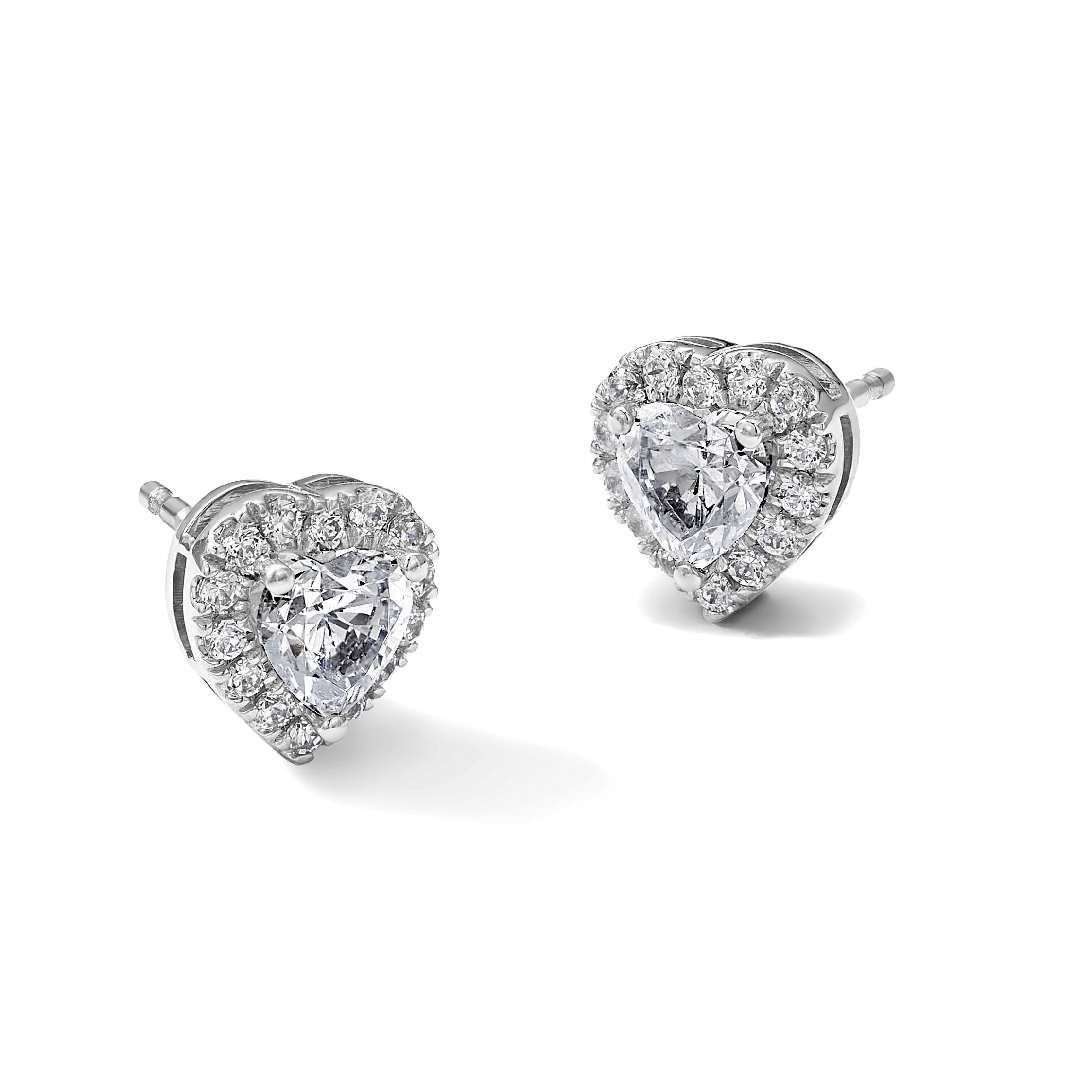 14K Weißgold Ohrstecker mit komplettem Herz-Halo, 1,25 ct. Labor gezüchtete Diamanten, VS/SI+ G+