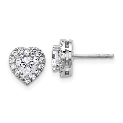 14K Weißgold Ohrstecker mit komplettem Herz-Halo, 1,25 ct. Labor gezüchtete Diamanten, VS/SI+ G+