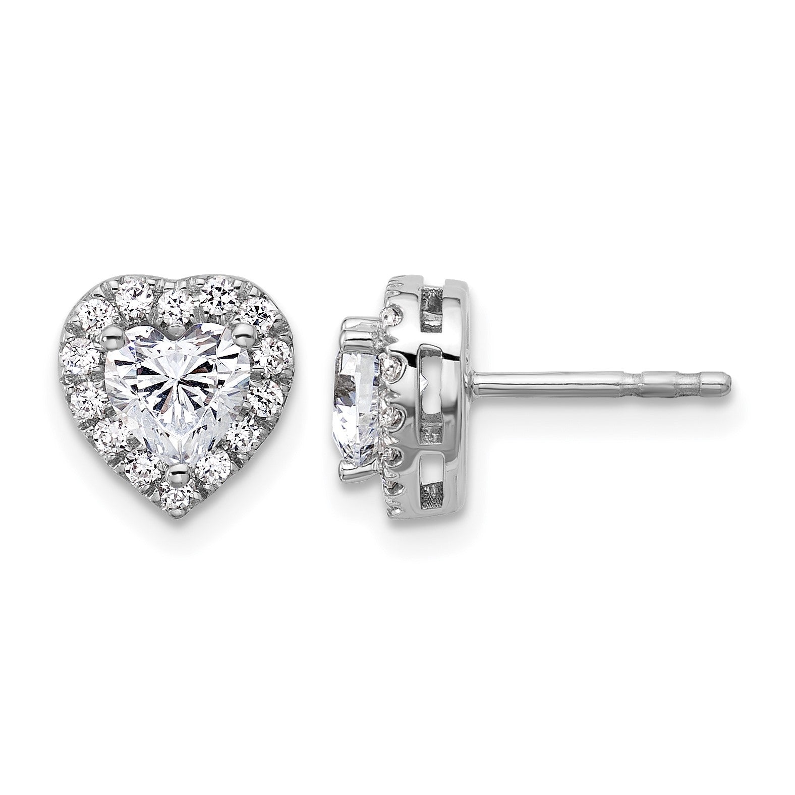 14K Weißgold Ohrstecker mit komplettem Herz-Halo, 1,25 ct. Labor gezüchtete Diamanten, VS/SI+ G+