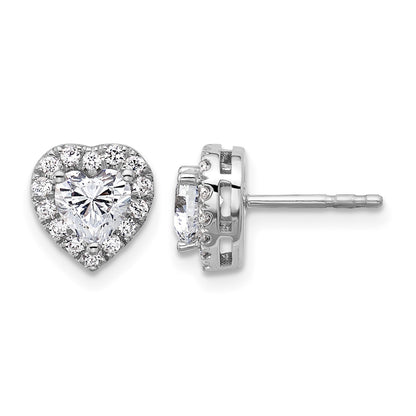 14K Weißgold Ohrstecker mit komplettem Herz-Halo, 1,25 ct. Labor gezüchtete Diamanten, VS/SI+ G+