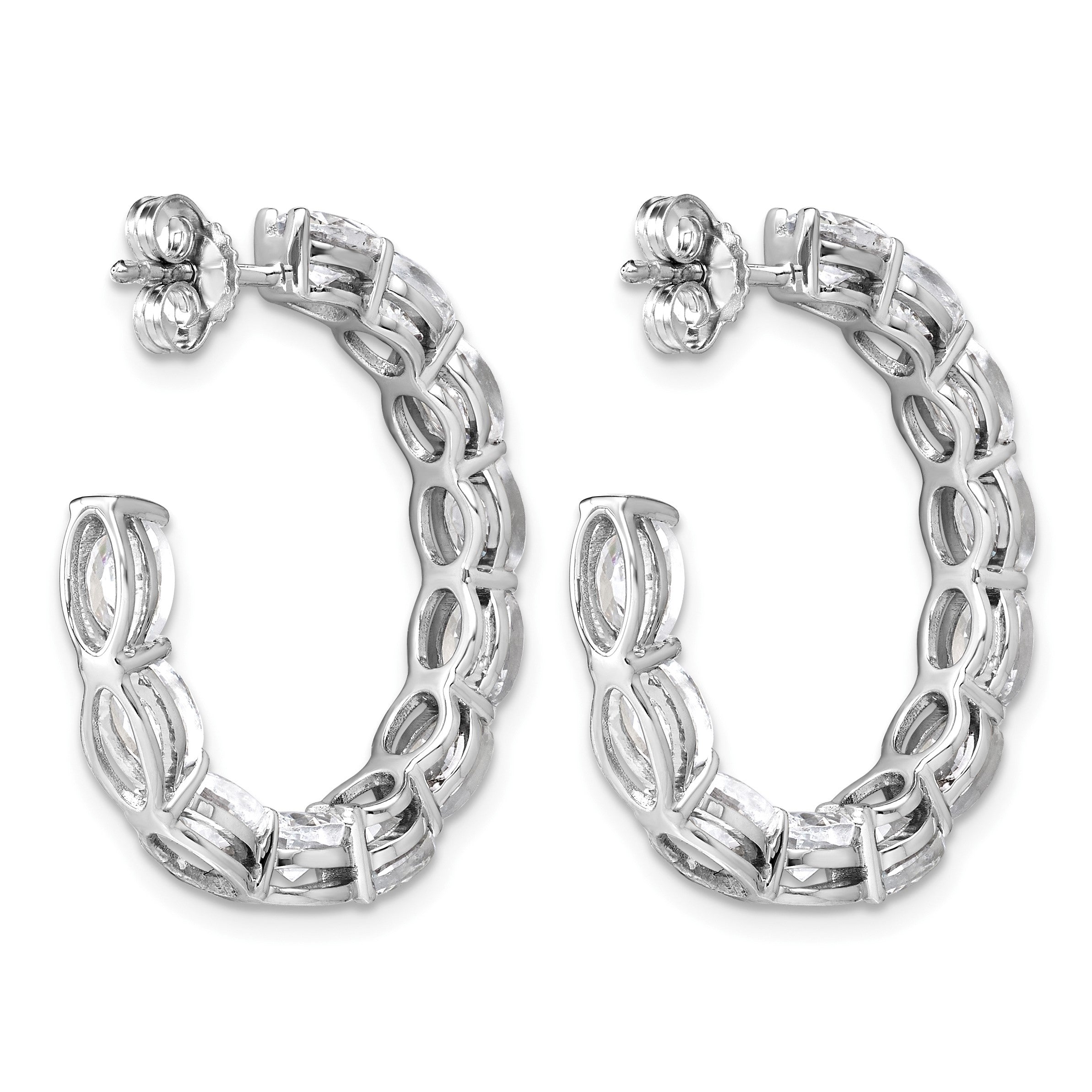 14K Weißgold Creolen mit 6 ct. im Labor gezüchteten Diamanten VS/SI+ G+ im Oval-Schliff im In-and-Out-Design