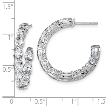14K Weißgold Creolen mit 6 ct. im Labor gezüchteten Diamanten VS/SI+ G+ im Oval-Schliff im In-and-Out-Design