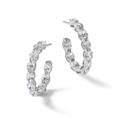 14K Weißgold Creolen mit 6 ct. im Labor gezüchteten Diamanten VS/SI+ G+ im Oval-Schliff im In-and-Out-Design