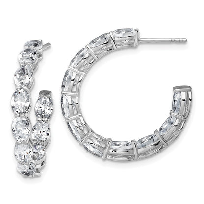 14K Weißgold Creolen mit 6 ct. im Labor gezüchteten Diamanten VS/SI+ G+ im Oval-Schliff im In-and-Out-Design