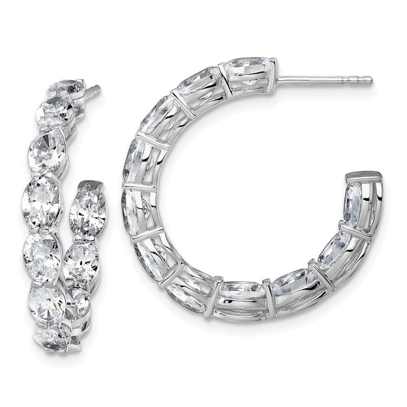 14K Weißgold Creolen mit 6 ct. im Labor gezüchteten Diamanten VS/SI+ G+ im Oval-Schliff im In-and-Out-Design