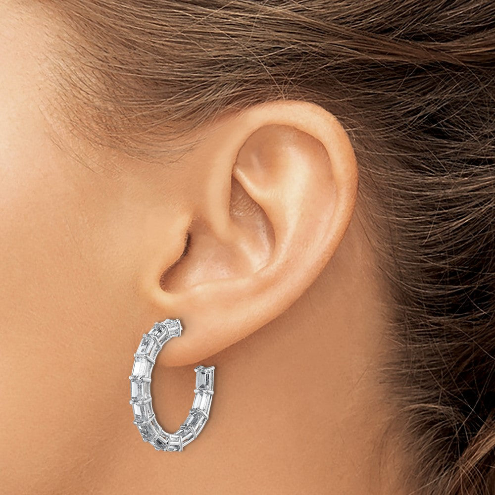 14K Weißgold 6 1/2 Karat Im Labor Gezüchtet Diamant Vs/si+ G+ Smaragd Komplett in und Außen Creolen