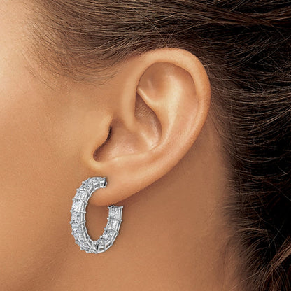 14K Weißgold Creolen mit 8,33 ct. Labor gewachsenenen Diamanten im Prinzessin-Schliff VS/SI+ G+, Innen- und Außenbesatz