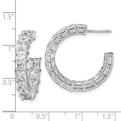 14K Weißgold Creolen mit 8,33 ct. Labor gewachsenenen Diamanten im Prinzessin-Schliff VS/SI+ G+, Innen- und Außenbesatz