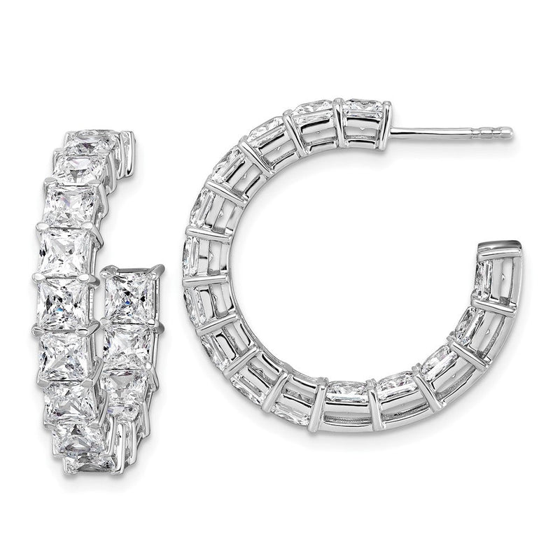 14K Weißgold Creolen mit 8,33 ct. Labor gewachsenenen Diamanten im Prinzessin-Schliff VS/SI+ G+, Innen- und Außenbesatz