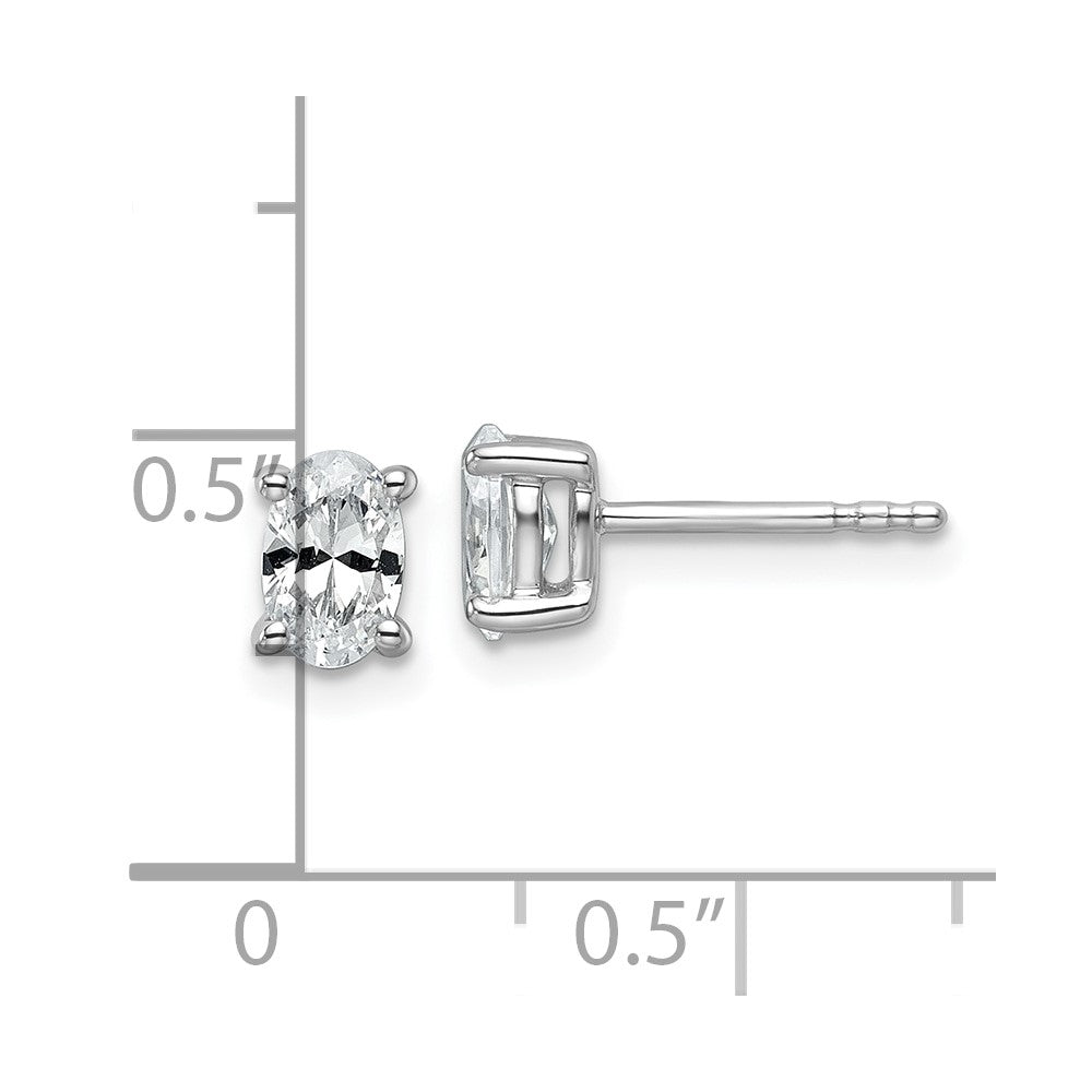 14K Weißgold 3/4 ct Im Labor Gezüchtet Diamant Vs+ F+ Oval 4 Krappen Schwer Gewicht. Ohrstecker
