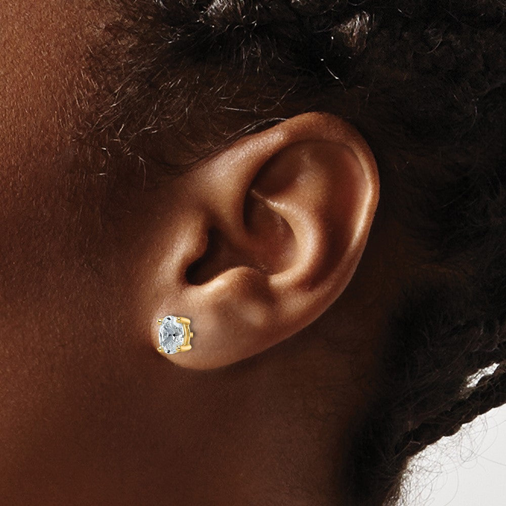 14K Gelbgold 1 ct Im Labor Gezüchtet Diamant Vs+ F+ Oval 4 Krappen Schwer Gewicht. Ohrstecker