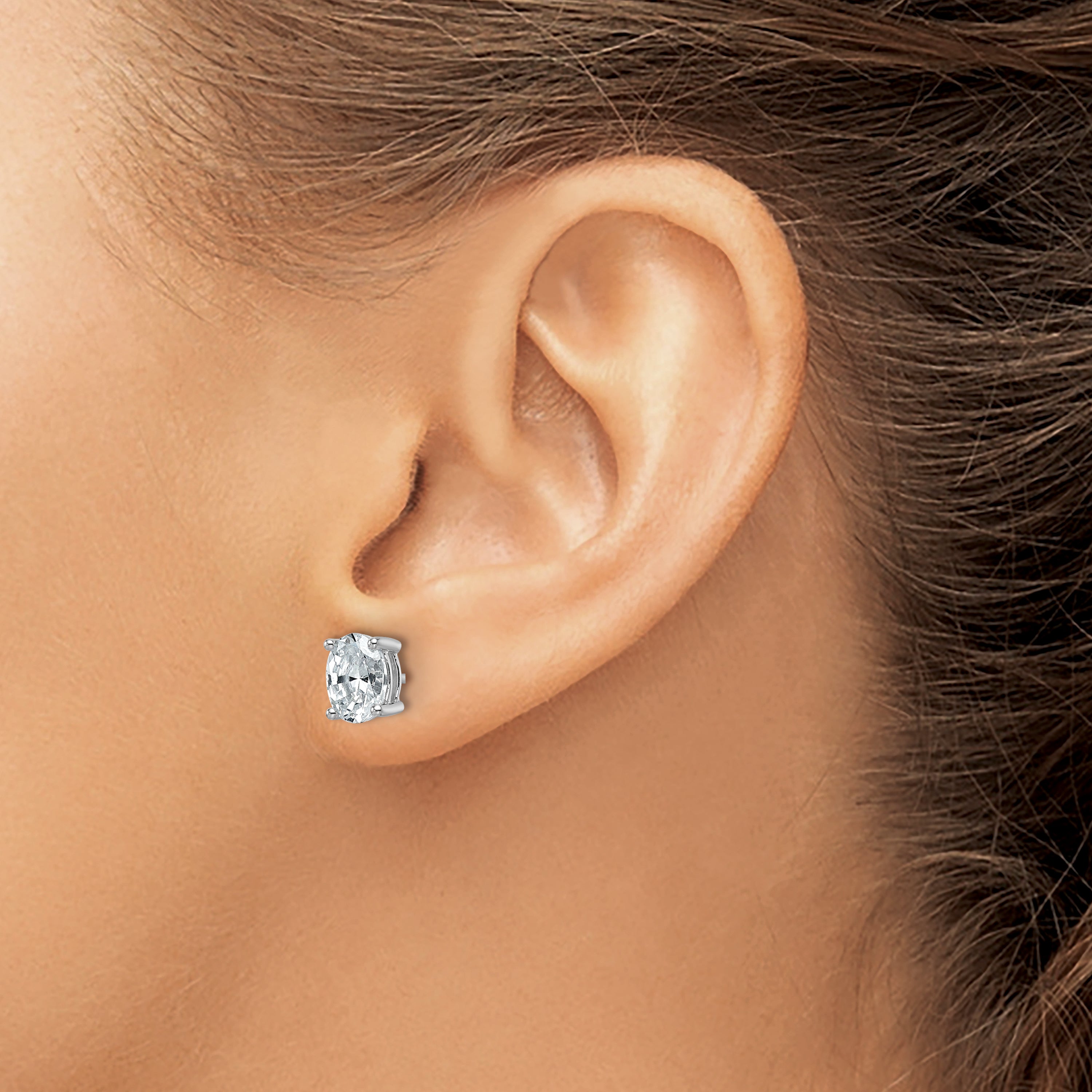 14K Weißgold 1 1/2 ct Im Labor Gezüchtet Diamant Vs+ F+ Oval 4 Krappen Schwer Gewicht. Ohrstecker