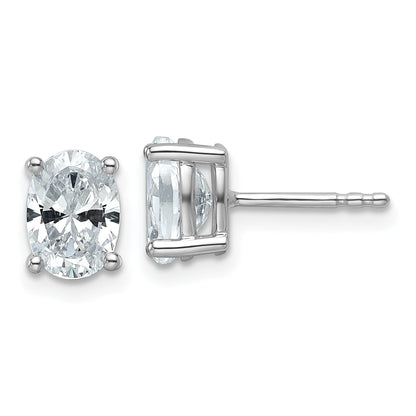 14K Weißgold 1 1/2 ct Im Labor Gezüchtet Diamant Vs+ F+ Oval 4 Krappen Schwer Gewicht. Ohrstecker