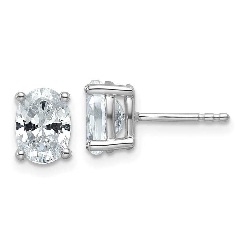 14K Weißgold 1 1/2 ct Im Labor Gezüchtet Diamant Vs+ F+ Oval 4 Krappen Schwer Gewicht. Ohrstecker