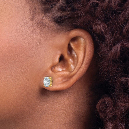 14K Gelbgold 2 ct Im Labor Gezüchtet Diamant Vs+ F+ Oval 4 Krappen Schwer Gewicht. Ohrstecker