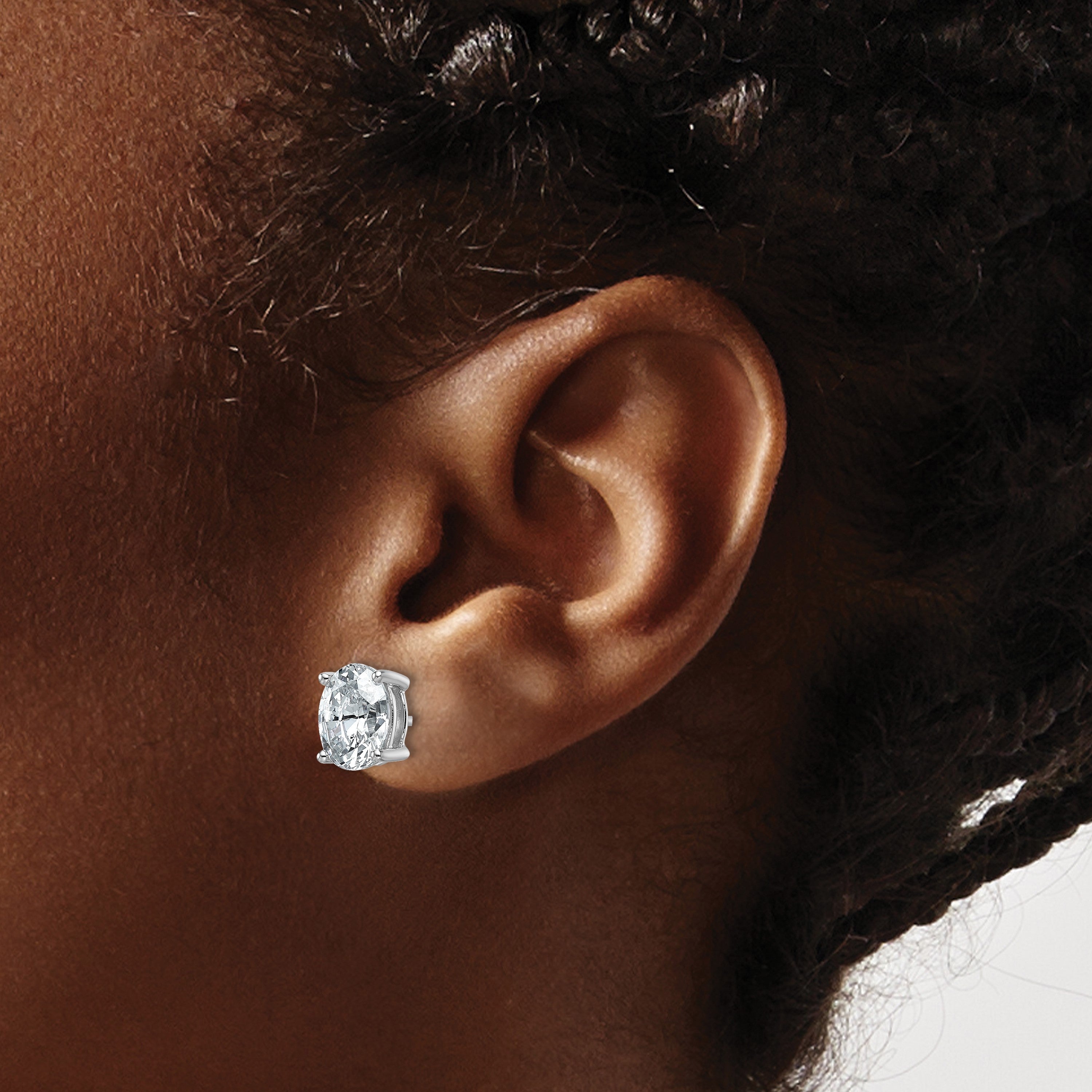 14K Weißgold 3 ct Im Labor Gezüchtet Diamant Vs+ F+ Oval 4 Krappen Schwer Gewicht. Ohrstecker