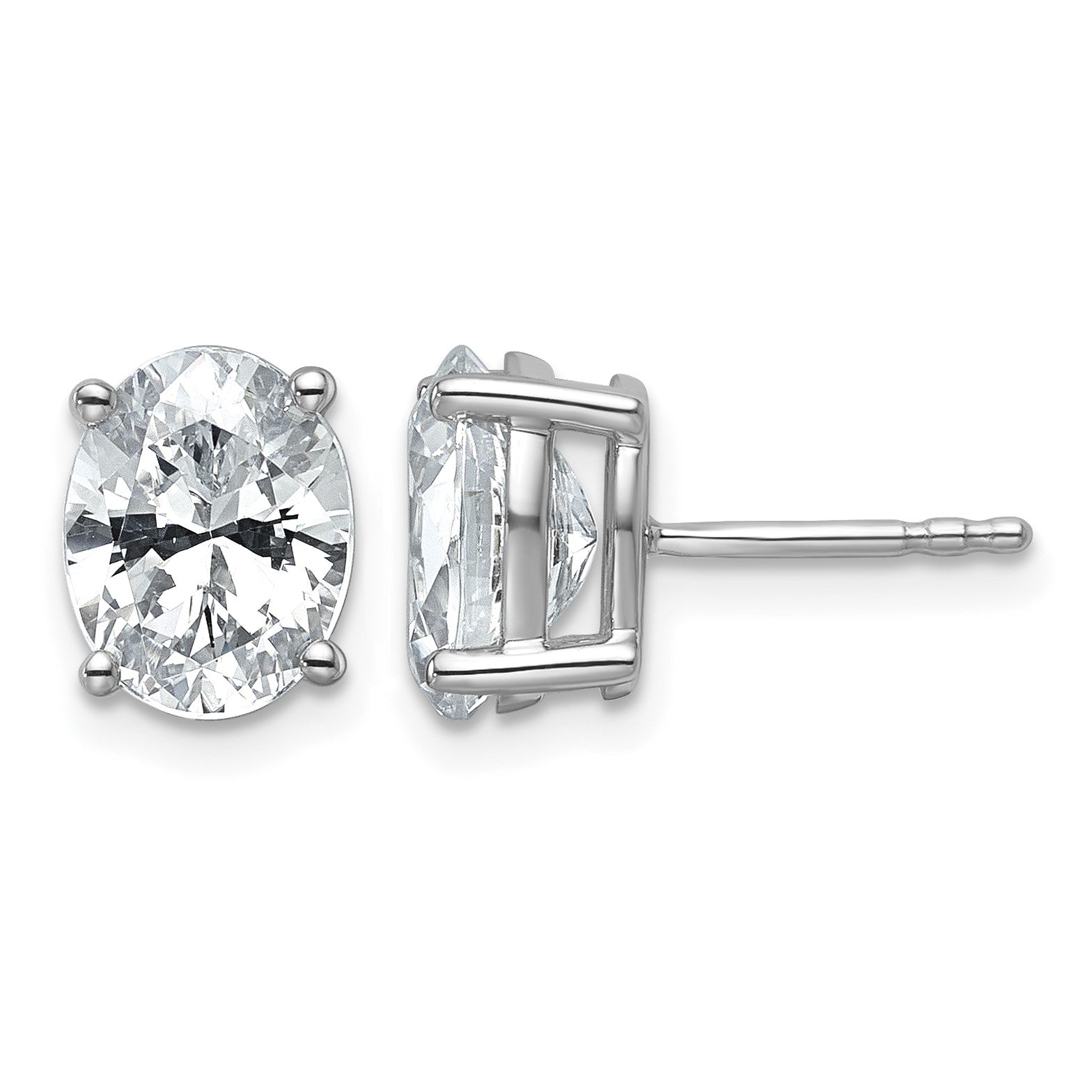 14K Weißgold 3 ct Im Labor Gezüchtet Diamant Vs+ F+ Oval 4 Krappen Schwer Gewicht. Ohrstecker
