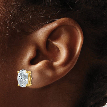 14K Gelbgold 5 ct Im Labor Gezüchtet Diamant Vs+ F+ Oval 4 Krappen Schwer Gewicht. Ohrstecker