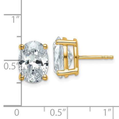 14K Gelbgold 5 ct Im Labor Gezüchtet Diamant Vs+ F+ Oval 4 Krappen Schwer Gewicht. Ohrstecker