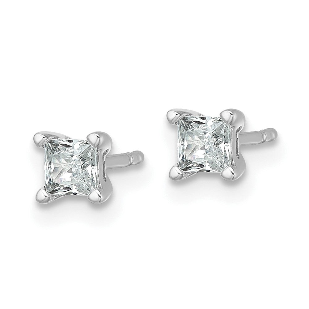 14K Weißgold 1/2 ct Im Labor Gezüchtet Diamant Vs+ F+ Princess 4 Krappen Schwer Gewicht. Ohrstecker
