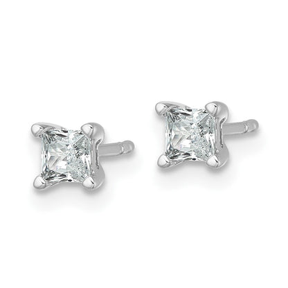 14K Weißgold 1/2 ct Im Labor Gezüchtet Diamant Vs+ F+ Princess 4 Krappen Schwer Gewicht. Ohrstecker