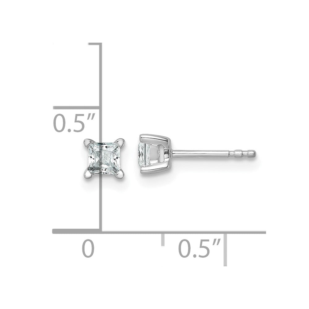 14K Weißgold 1/2 ct Im Labor Gezüchtet Diamant Vs+ F+ Princess 4 Krappen Schwer Gewicht. Ohrstecker