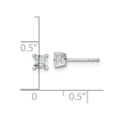 14K Weißgold 1/2 ct Im Labor Gezüchtet Diamant Vs+ F+ Princess 4 Krappen Schwer Gewicht. Ohrstecker